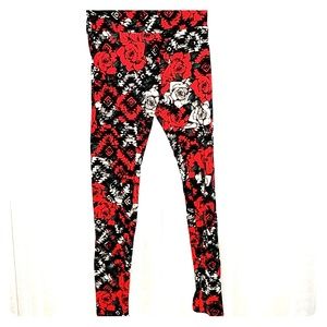 LuLaRoe one size red rose leggings BNWOT
